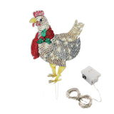 Christmas Chicken Shape Decorative LED Lights Light Up Christmas Decor with Scarf for Indoor Outdoor Room Yard
