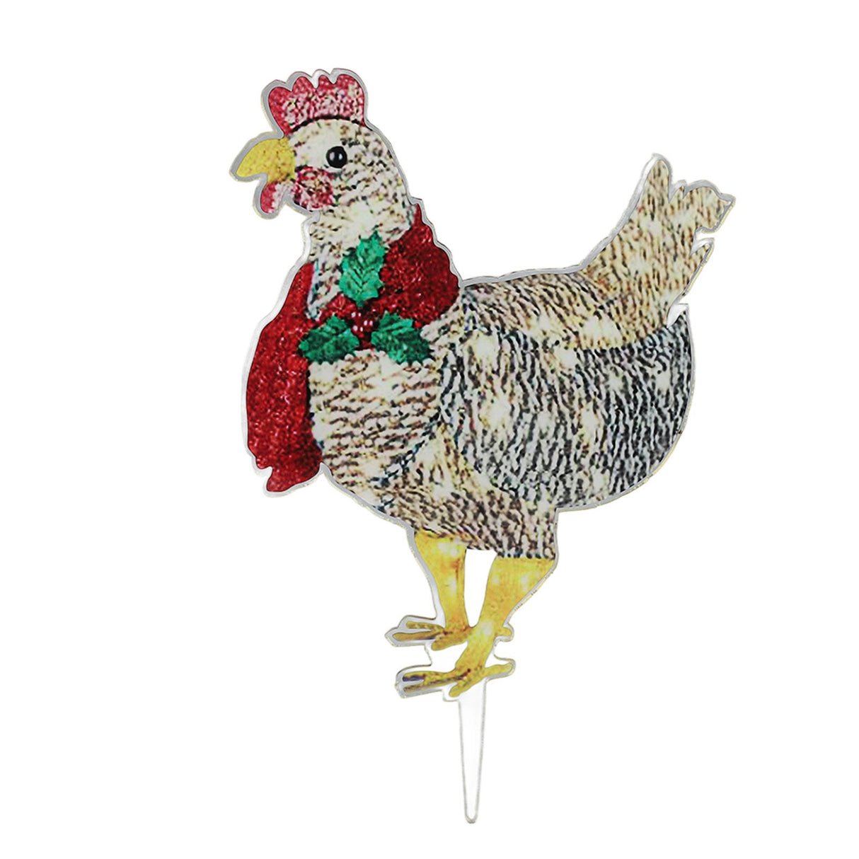 Christmas Chicken Shape Decorative LED Lights Light Up Christmas Decor with Scarf for Indoor Outdoor Room Yard