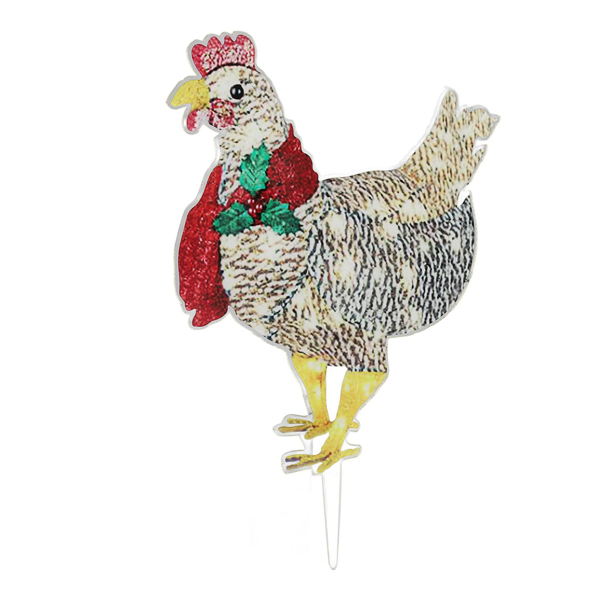 Christmas Chicken Shape Decorative LED Lights Light Up Christmas Decor with Scarf for Indoor Outdoor Room Yard
