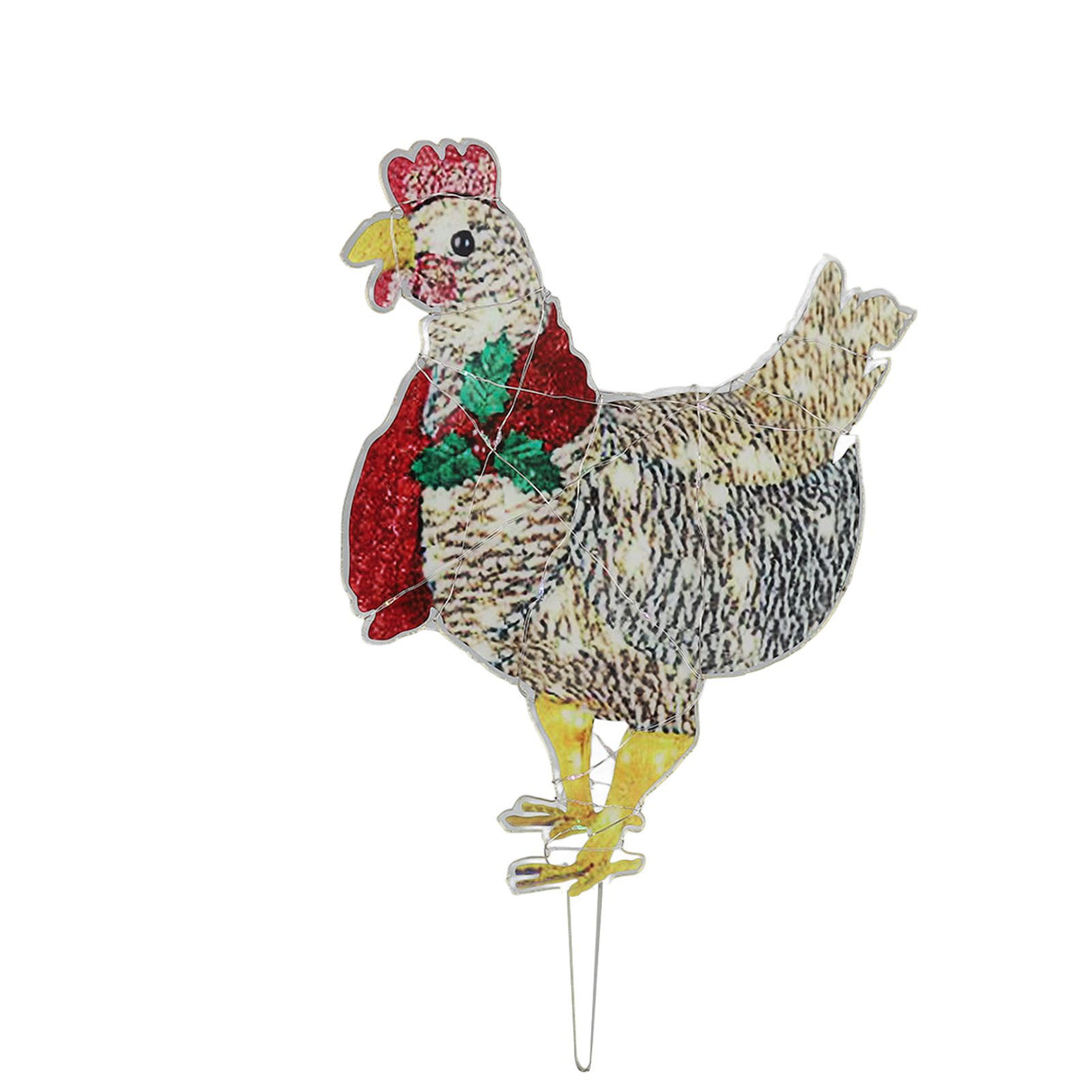 Christmas Chicken Shape Decorative LED Lights Light Up Christmas Decor with Scarf for Indoor Outdoor Room Yard