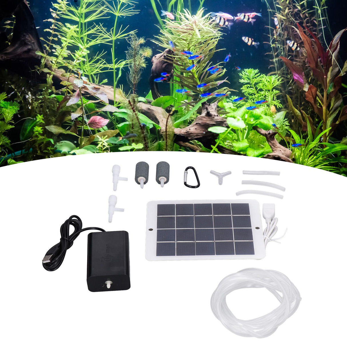 Solar Oxygen Pump Multi Purpose Convenient Installation Easy to Carry Portable Fishing Aerator Pump for Aquariums