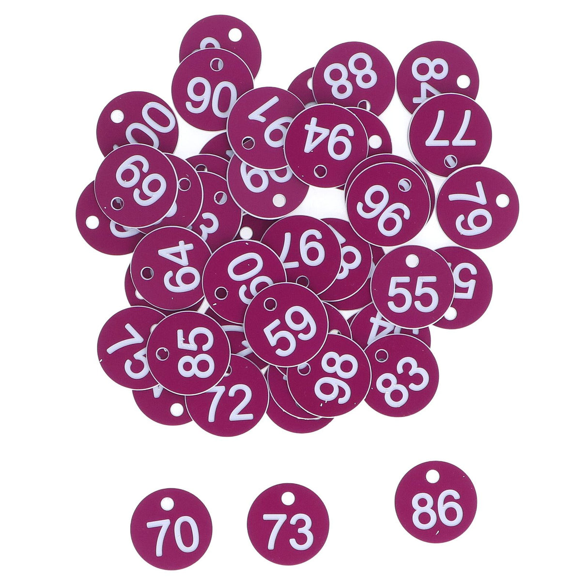 50Pcs Numbered Label Round Simple Beautiful Beehive Tag Breeding Supplies for Beekeeping Animal HusbandryNumbers 51 to 100 Purple