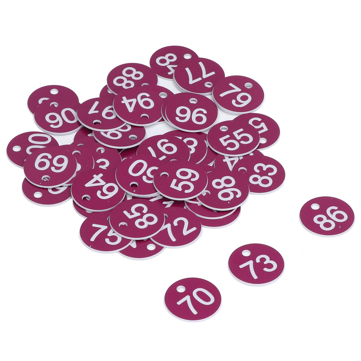 50Pcs Numbered Label Round Simple Beautiful Beehive Tag Breeding Supplies for Beekeeping Animal HusbandryNumbers 51 to 100 Purple