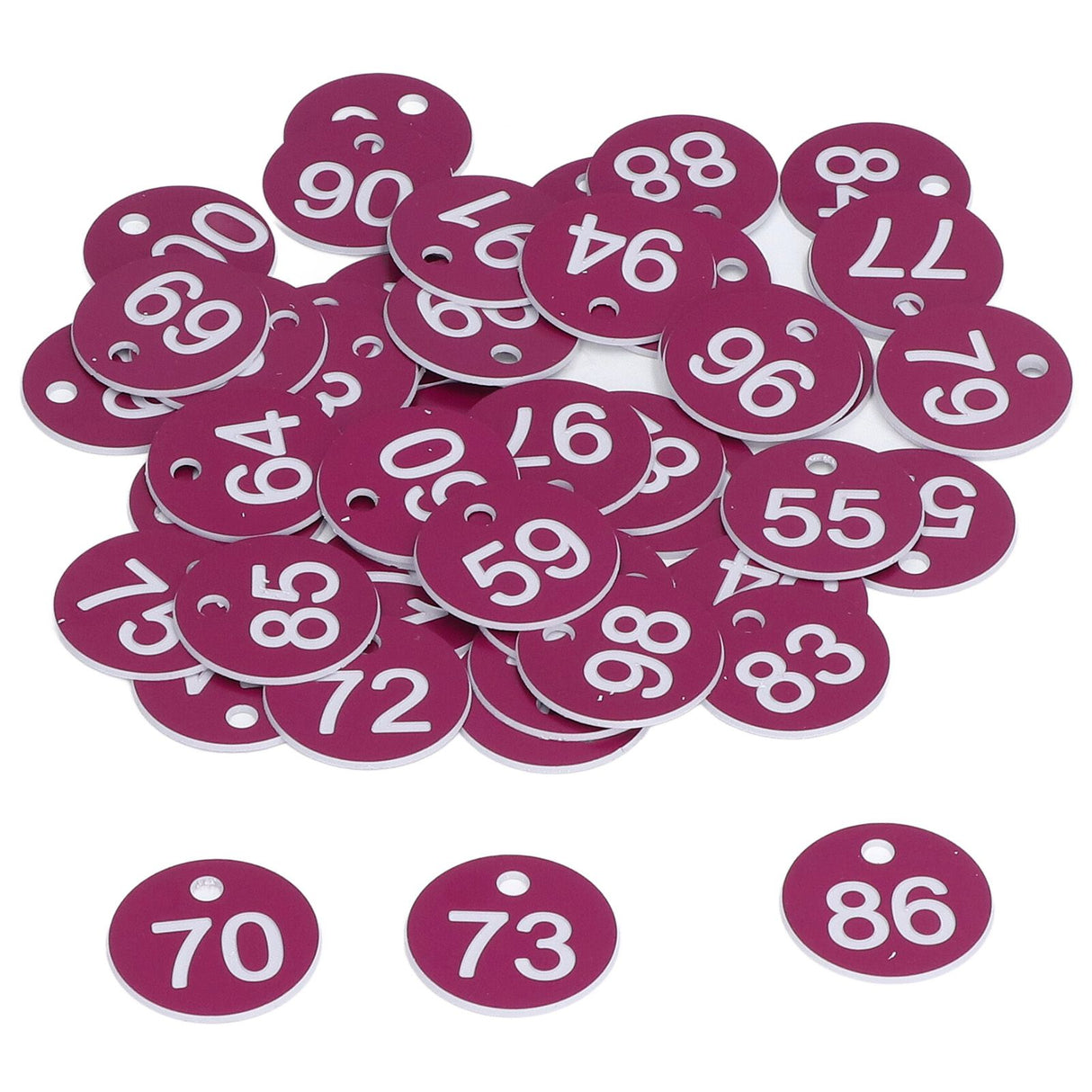 50Pcs Numbered Label Round Simple Beautiful Beehive Tag Breeding Supplies for Beekeeping Animal HusbandryNumbers 51 to 100 Purple