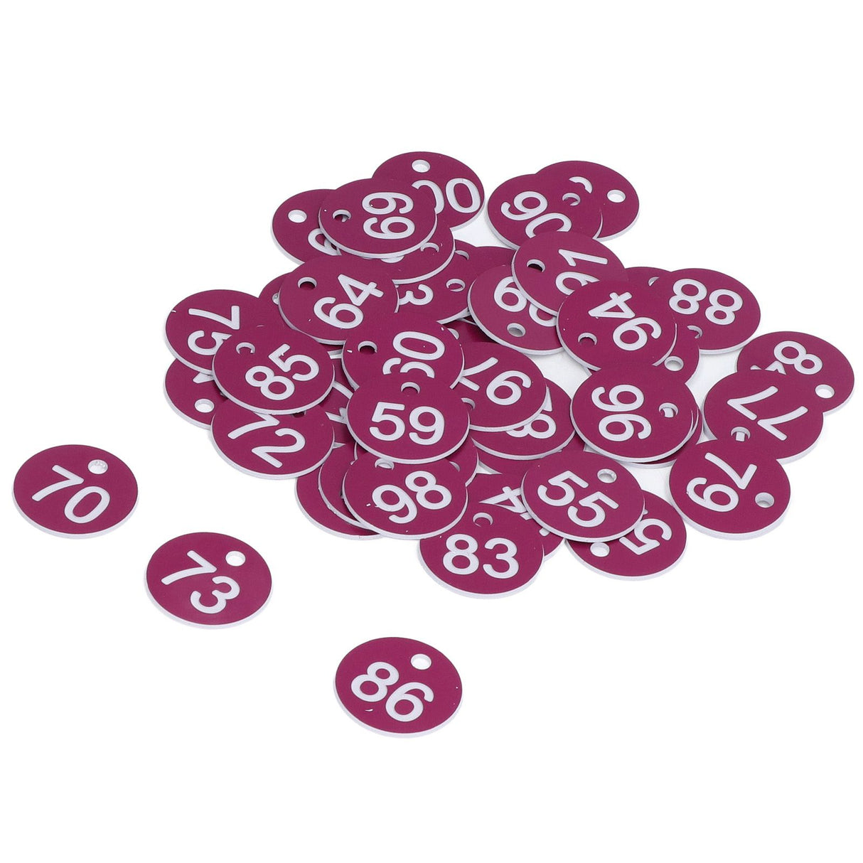 50Pcs Numbered Label Round Simple Beautiful Beehive Tag Breeding Supplies for Beekeeping Animal HusbandryNumbers 51 to 100 Purple