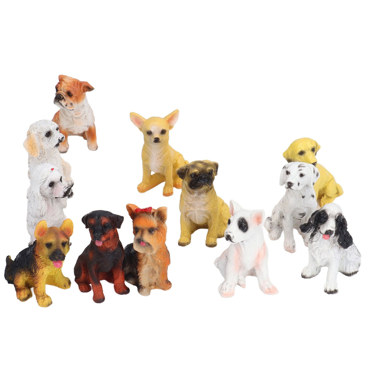 12Pcs Dog Ornaments Waterproof Textured Exquisite Vivid Dog Statues for Garden Lawn Desk Decoration