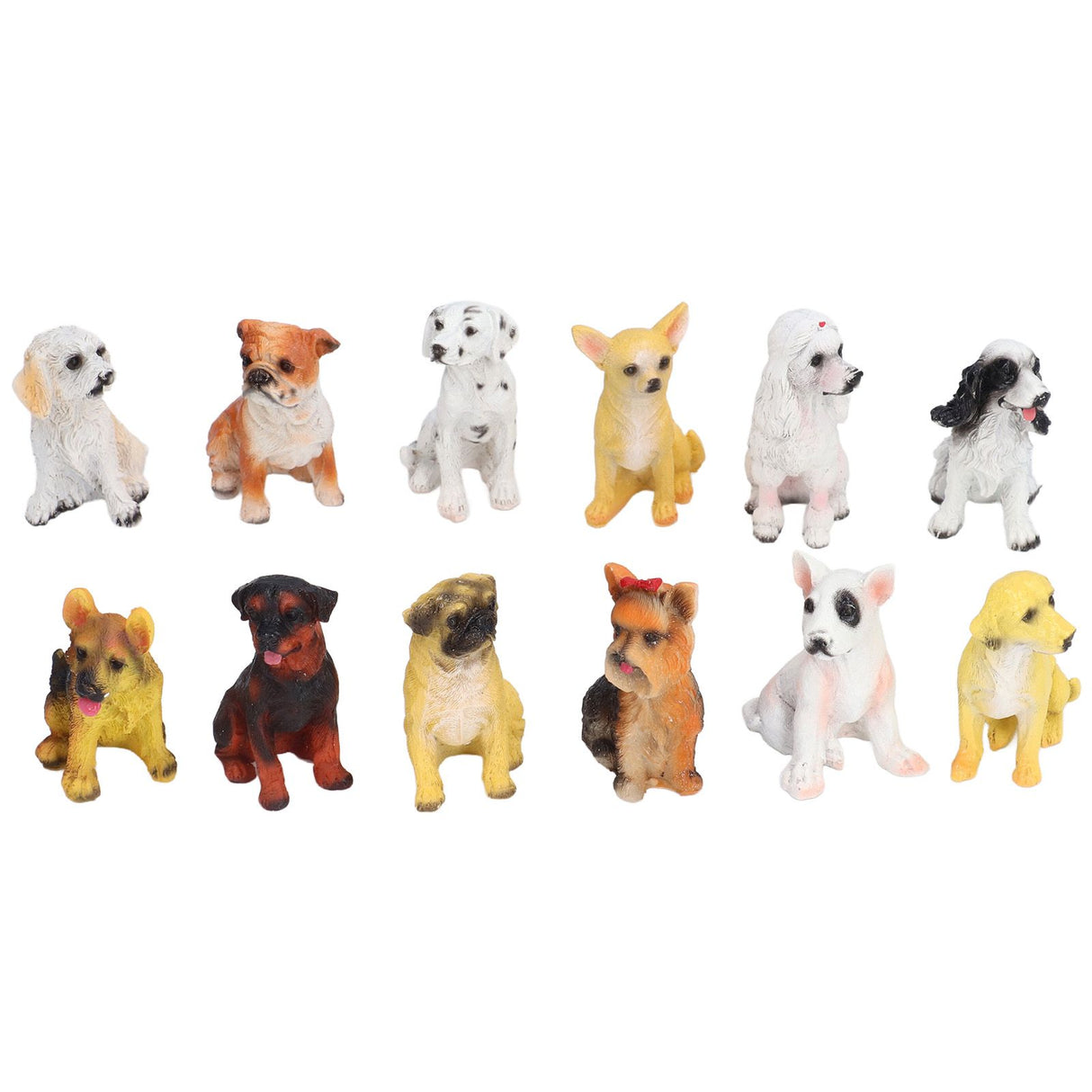 12Pcs Dog Ornaments Waterproof Textured Exquisite Vivid Dog Statues for Garden Lawn Desk Decoration