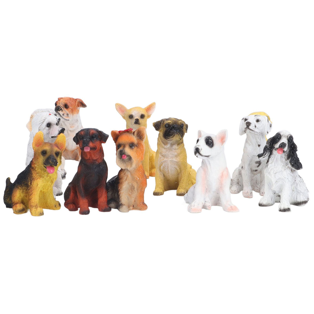 12Pcs Dog Ornaments Waterproof Textured Exquisite Vivid Dog Statues for Garden Lawn Desk Decoration