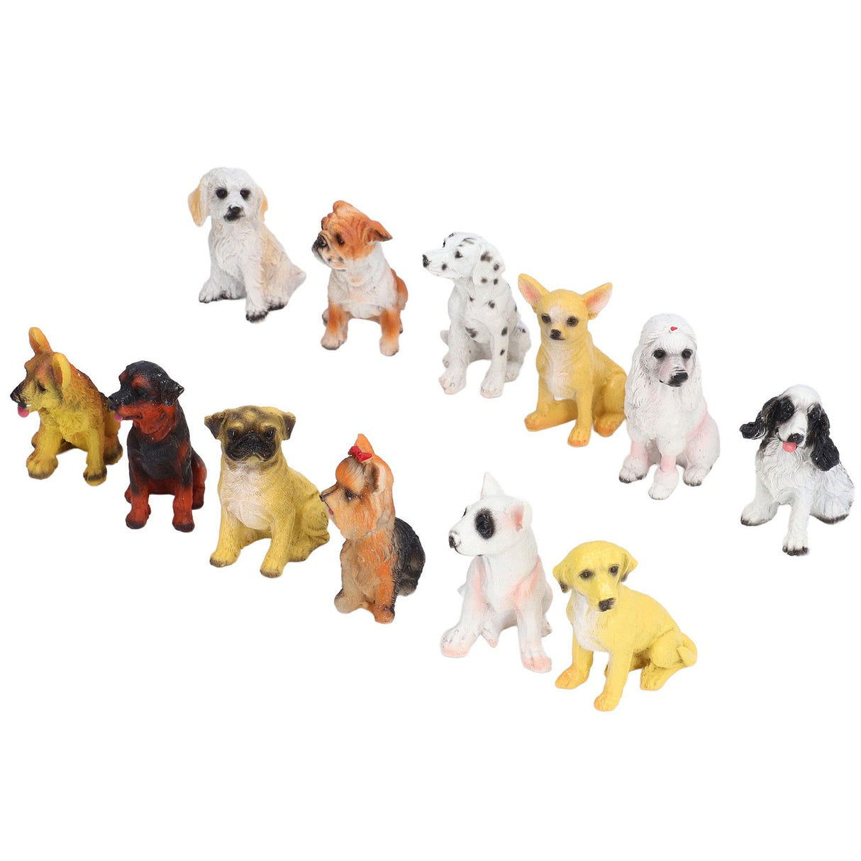 12Pcs Dog Ornaments Waterproof Textured Exquisite Vivid Dog Statues for Garden Lawn Desk Decoration