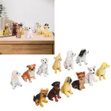 12Pcs Dog Ornaments Waterproof Textured Exquisite Vivid Dog Statues for Garden Lawn Desk Decoration
