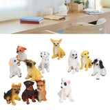 12Pcs Dog Ornaments Waterproof Textured Exquisite Vivid Dog Statues for Garden Lawn Desk Decoration
