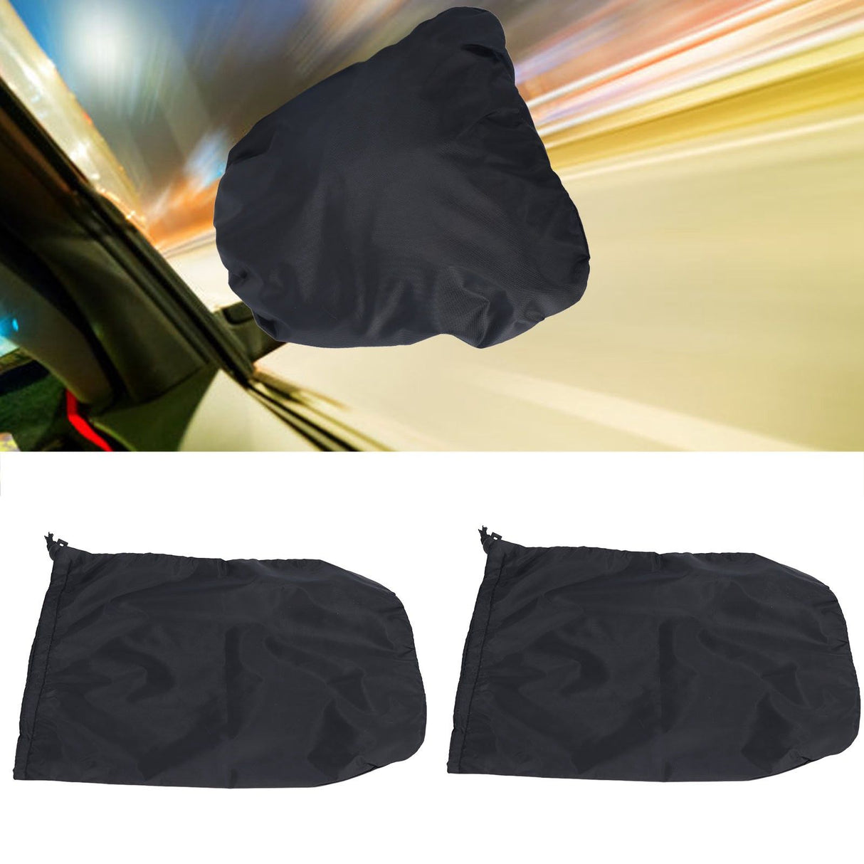 4PCS Car Rearview Mirror Protective Cover 190T Polyester Taffeta Faucet Frost Guard CoverBlack