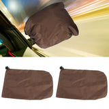 4PCS Car Rearview Mirror Protective Cover 190T Polyester Taffeta Faucet Frost Guard CoverBrown