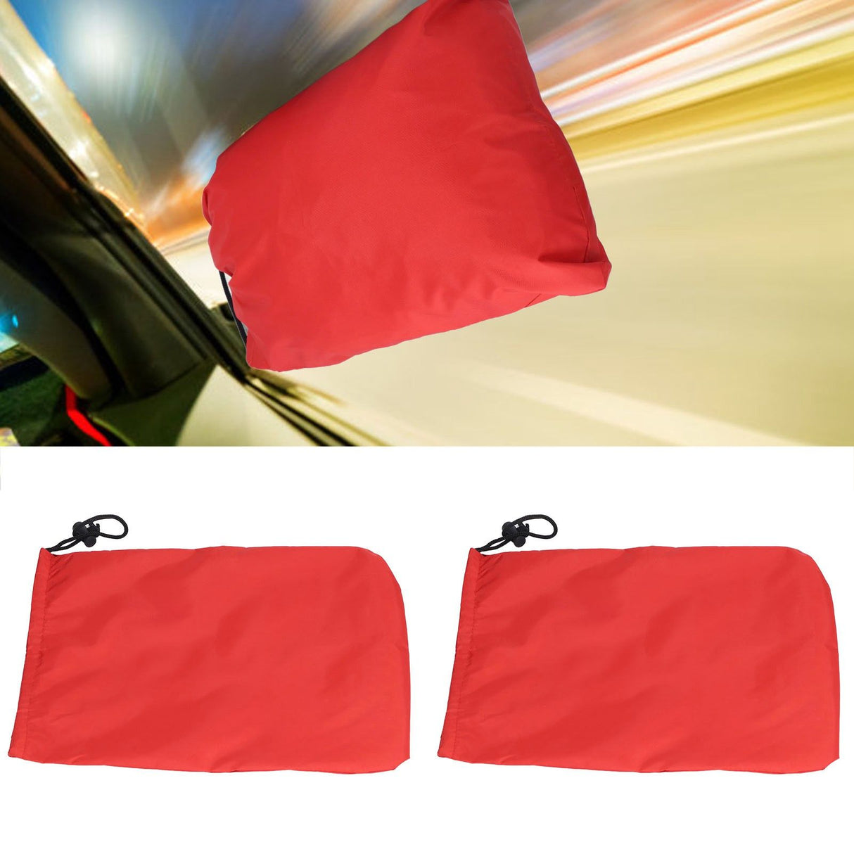 4PCS Car Rearview Mirror Protective Cover 190T Polyester Taffeta Faucet Frost Guard CoverRed