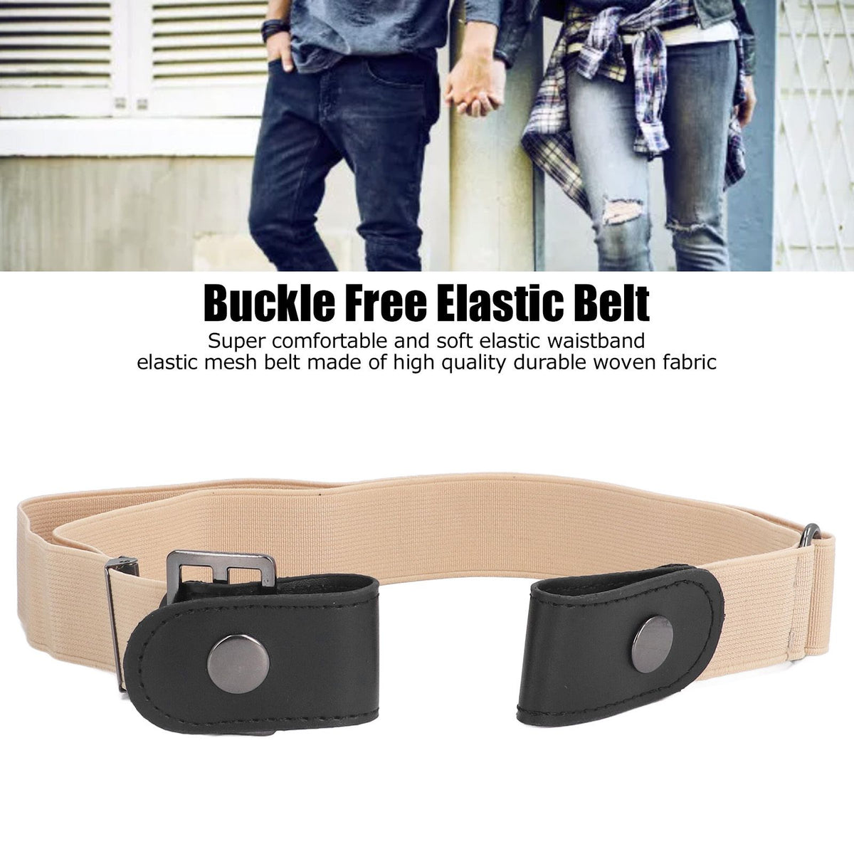 Buckle Free Stretch Belt Adjustable Japanese Lazy Invisible Traceless Belts for WomenKhaki