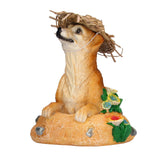 Straw Hat Meerkat Ornaments Meerkat Garden Statue Flower Pot Decoration Resin Crafts for Lawn Garden Yard - Top-Down View