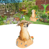 Straw Hat Meerkat Ornaments Meerkat Garden Statue Flower Pot Decoration Resin Crafts for Lawn Garden Yard