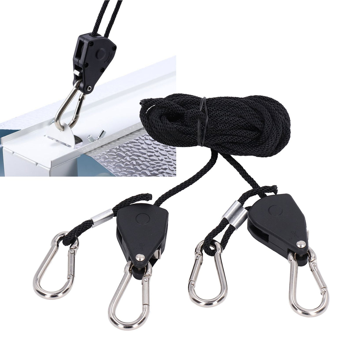 2PCS 1/8in Grow Light Rope Hanger Adjustable Heavy Duty Rope Clip Hanger High Strength Rope Hanger