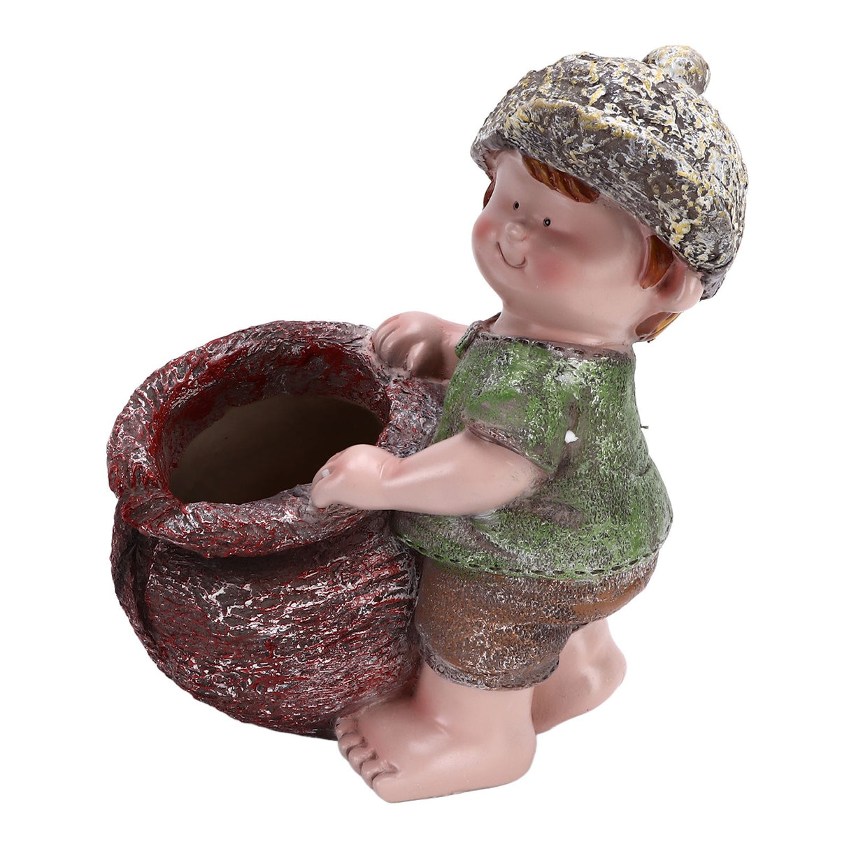 Flower Pot Ornament Cartoon Kid Shape Waterproof Textured Exquisite Vivid Statue for Garden Lawn Desk Decoration