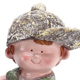 Flower Pot Ornament Cartoon Kid Shape Waterproof Textured Exquisite Vivid Statue for Garden Lawn Desk Decoration