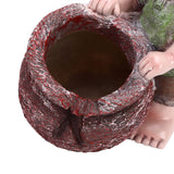 Flower Pot Ornament Cartoon Kid Shape Waterproof Textured Exquisite Vivid Statue for Garden Lawn Desk Decoration