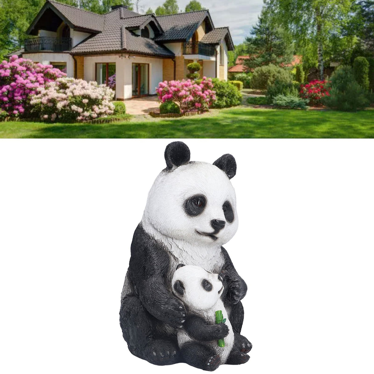Simulation Panda Ornaments Synthetic Resin Bear Ornaments for Garden Lawn Desk Decoration