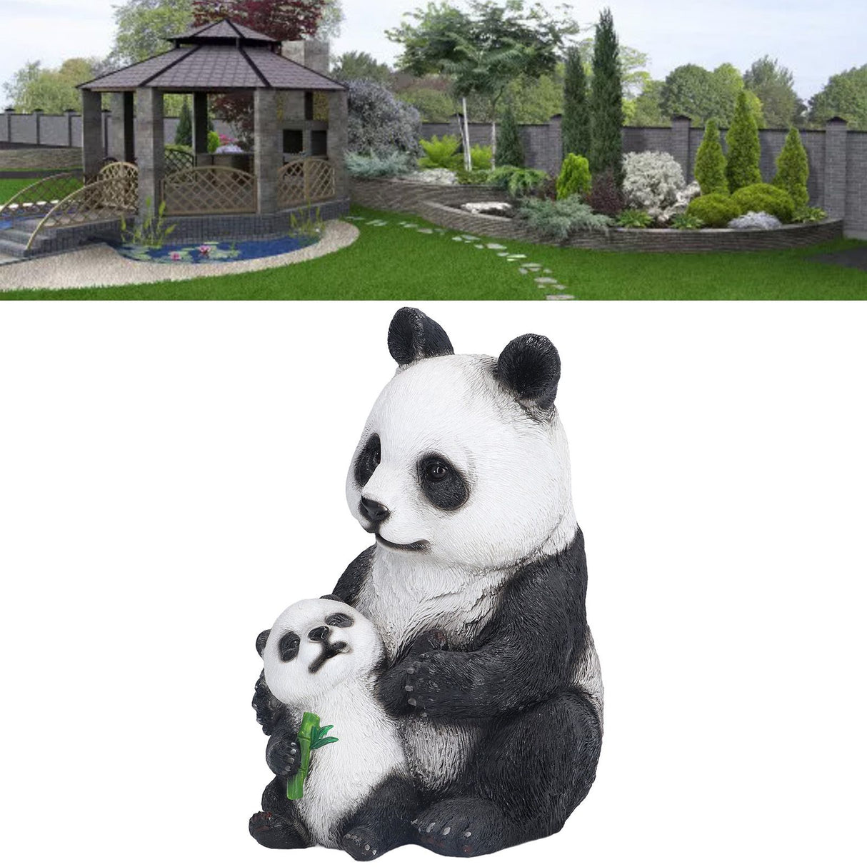 Simulation Panda Ornaments Synthetic Resin Bear Ornaments for Garden Lawn Desk Decoration