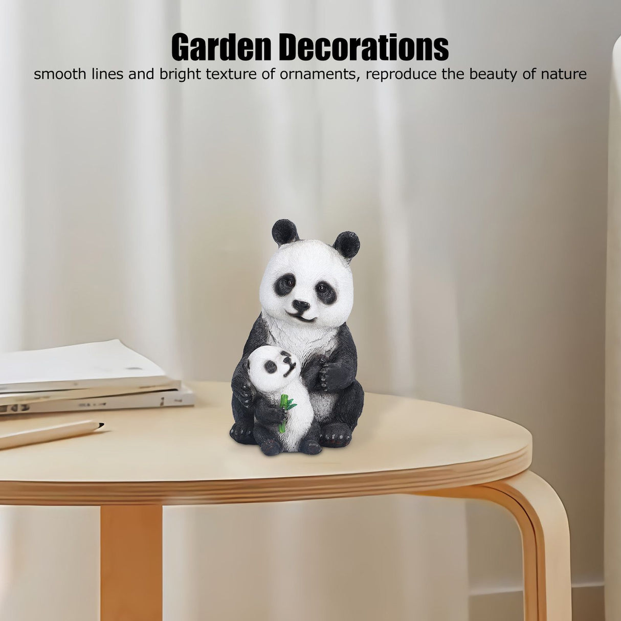 Simulation Panda Ornaments Synthetic Resin Bear Ornaments for Garden Lawn Desk Decoration