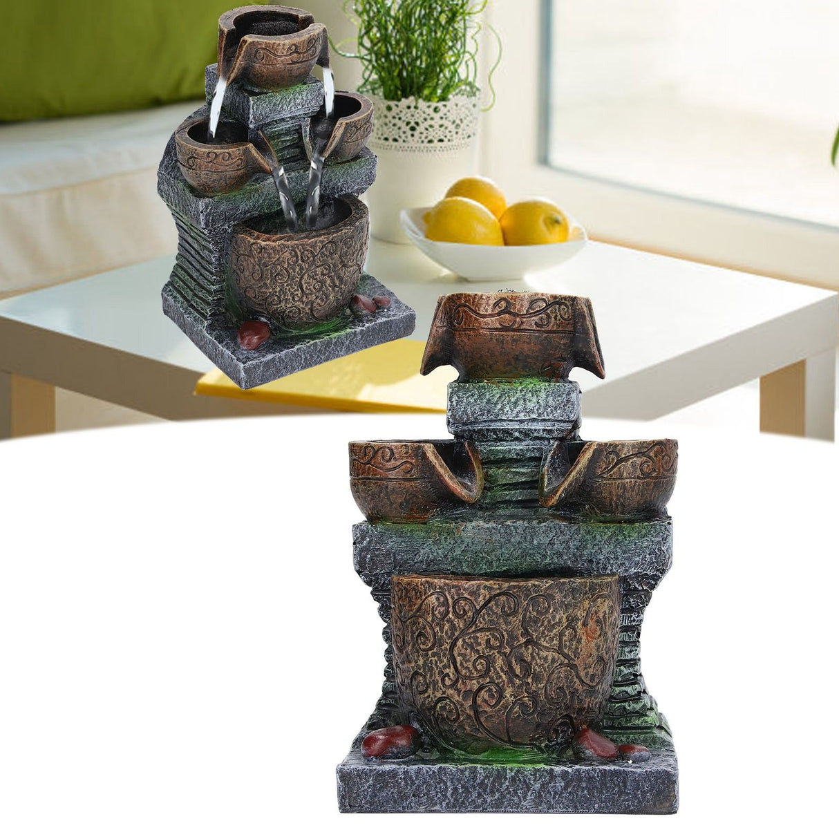 Indoor Fountain Three Layer Design USB Power Elegant Style Fashionable Decorative Home Ornaments for Office 5V