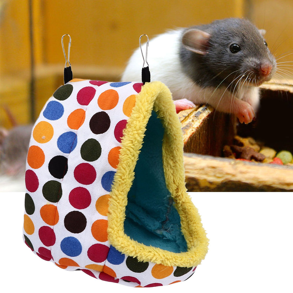 Pet Hamster Cave Bed Soft Comfortable Foldable Portable Thick Warm Easy Cleaning Small Animal House