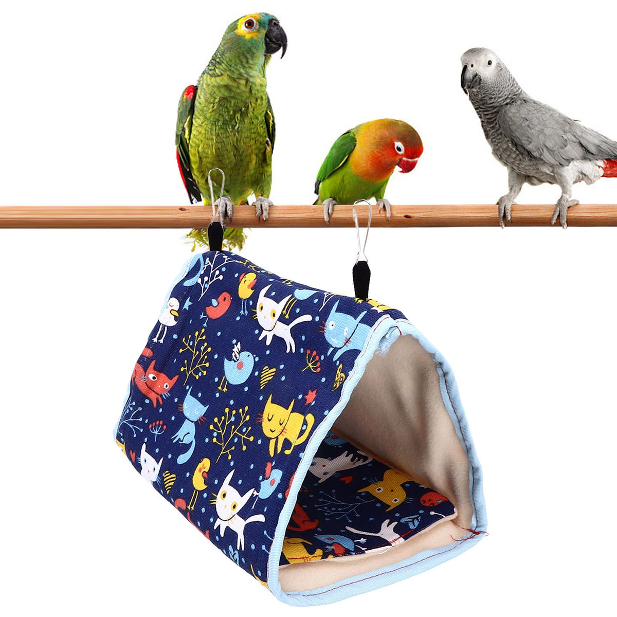 Warm Bird Nest Soft Thickened Foldable Bird Hanging Bed Toy with Hook for Parrots Parakeets