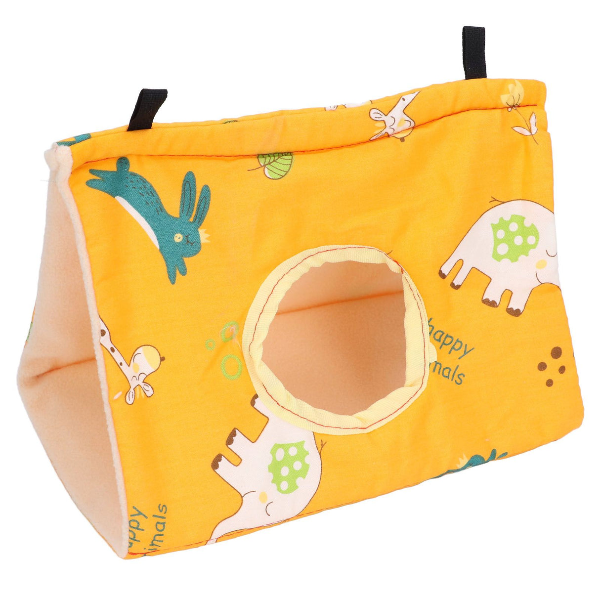 Bird Hut Foldable Soft Comfortable Flannel Orange Triangular Bird Hanging Bed with Hooks for Parrots Hamsters Squirrels
