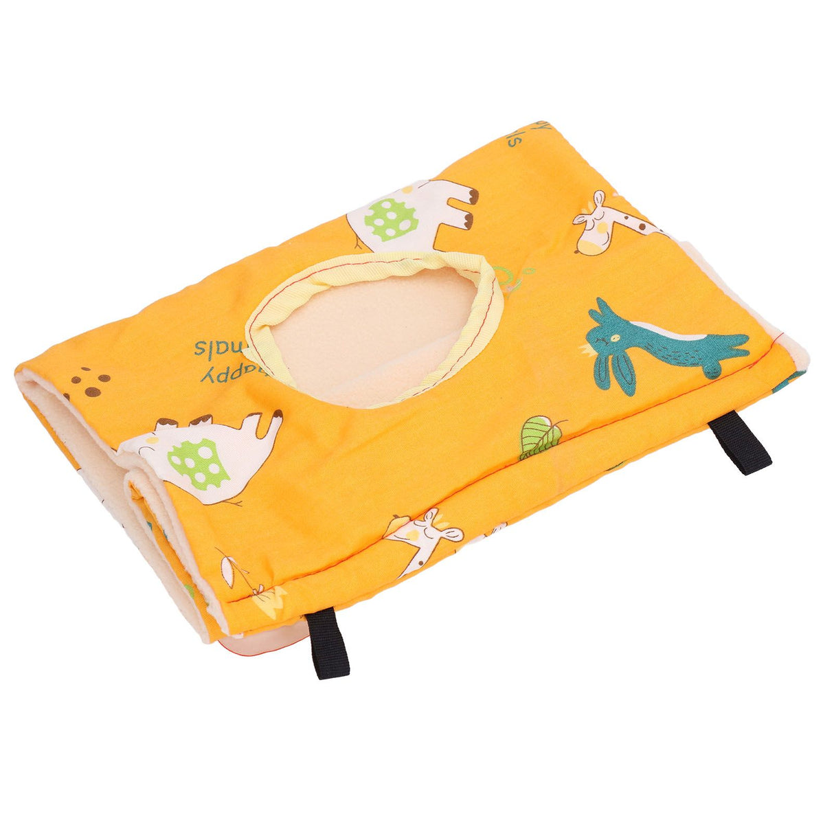 Bird Hut Foldable Soft Comfortable Flannel Orange Triangular Bird Hanging Bed with Hooks for Parrots Hamsters Squirrels