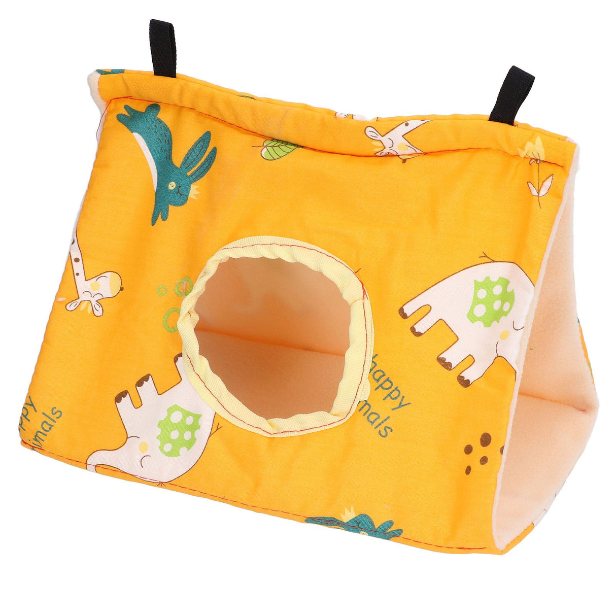 Bird Hut Foldable Soft Comfortable Flannel Orange Triangular Bird Hanging Bed with Hooks for Parrots Hamsters Squirrels