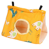 Bird Hut Foldable Soft Comfortable Flannel Orange Triangular Bird Hanging Bed with Hooks for Parrots Hamsters Squirrels