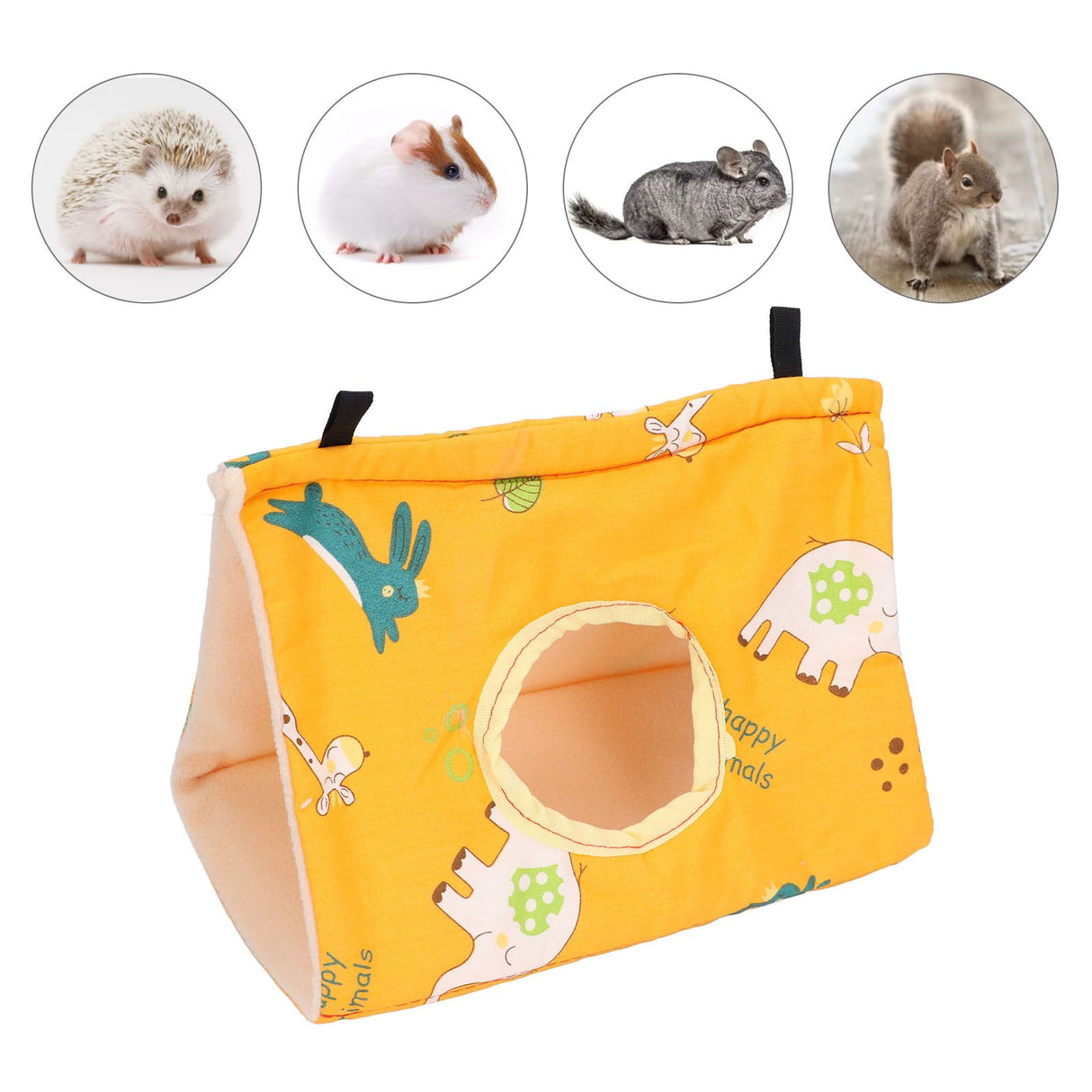 Bird Hut Foldable Soft Comfortable Flannel Orange Triangular Bird Hanging Bed with Hooks for Parrots Hamsters Squirrels