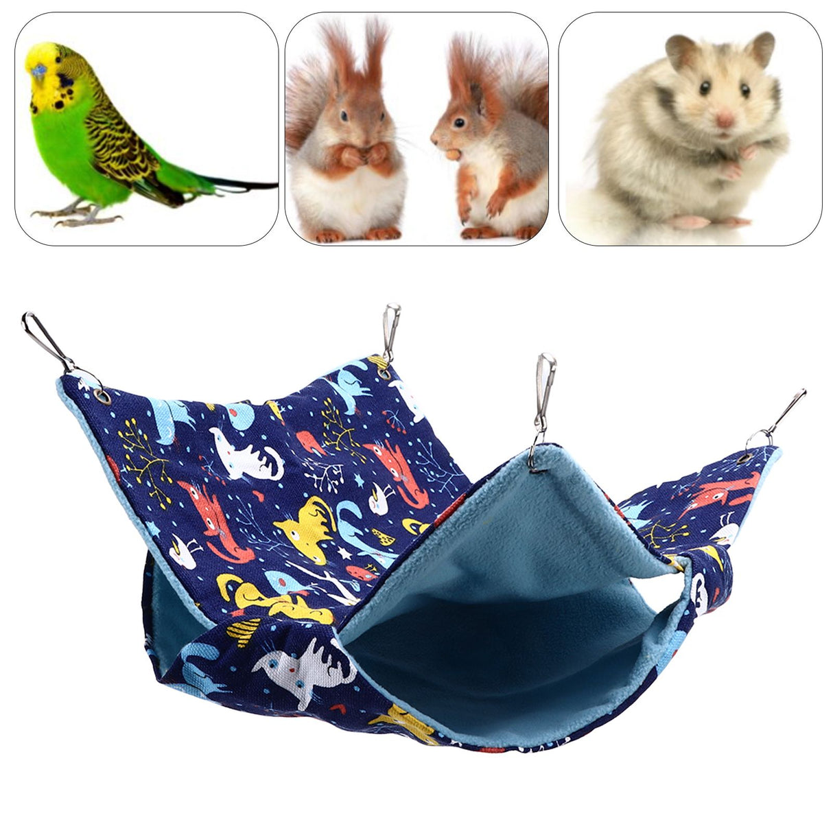 Pet Double Layer Warm Hammock Safe Warm Foldable Hanging Pet Sleeping Bag for Small Pets Hamster