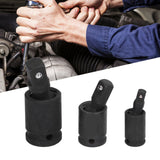 3PCS Universal Joint Socket Adapter 1/2 1/4 3/8 Drive Impact Adapter Socket Extension Adapter