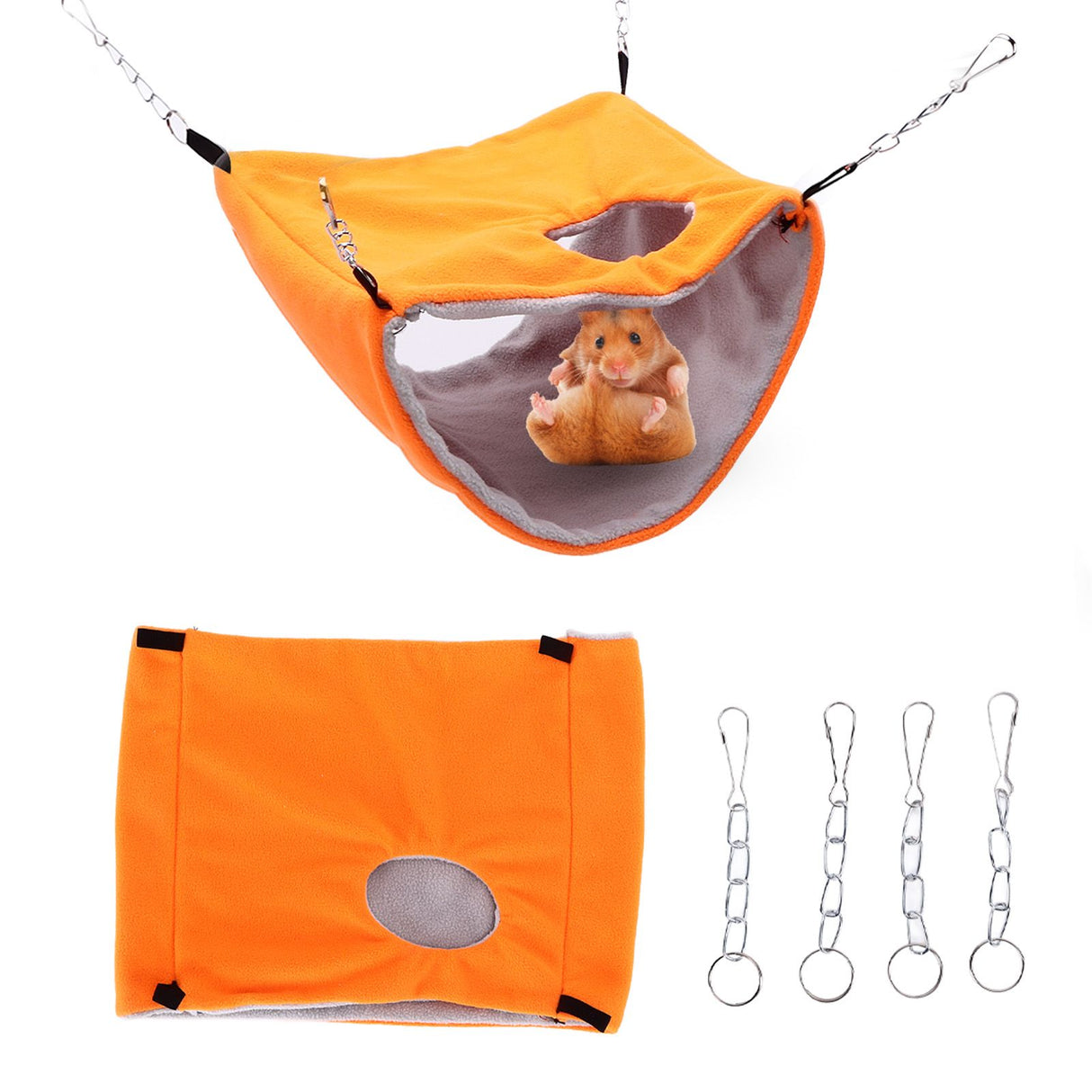 Bird Warm Nest Thermal Plush Cage Hanging Bed Hamster Double Layer Hammock for Winter Cold WeatherOrange