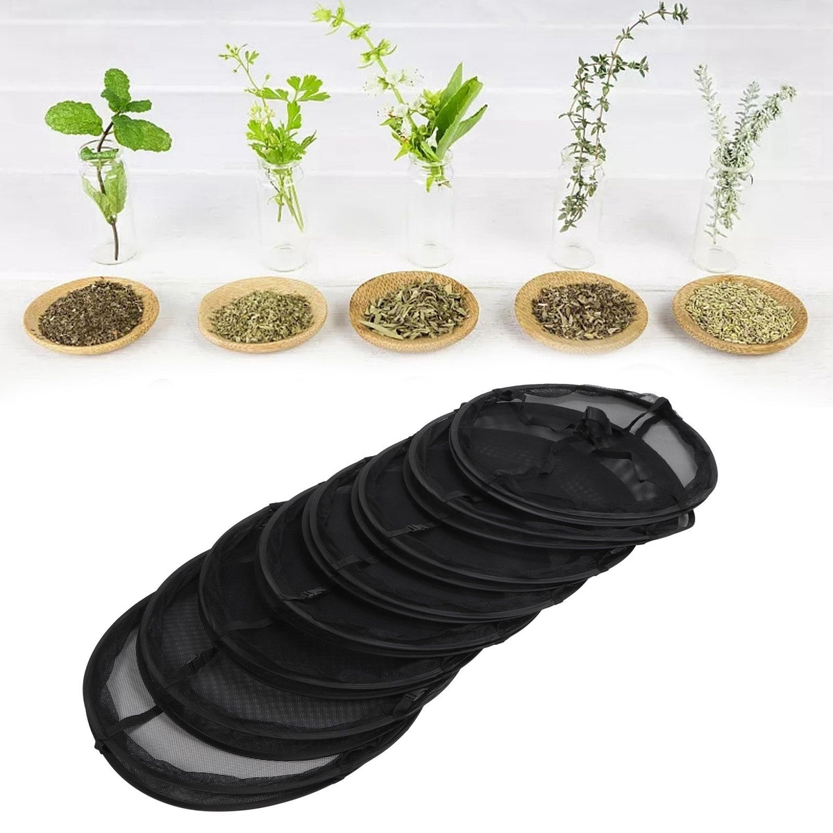 8 Layer Hanging Herb Buds Dry Net Detachable Collapsible Mesh Hydroponics Plant Drying Rack Net