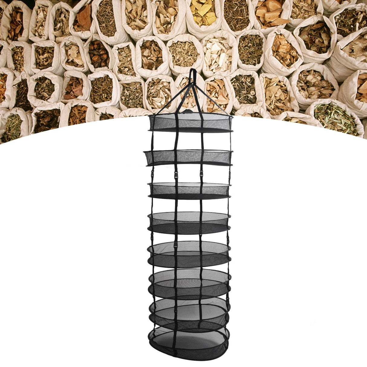 8 Layer Hanging Herb Buds Dry Net Detachable Collapsible Mesh Hydroponics Plant Drying Rack Net
