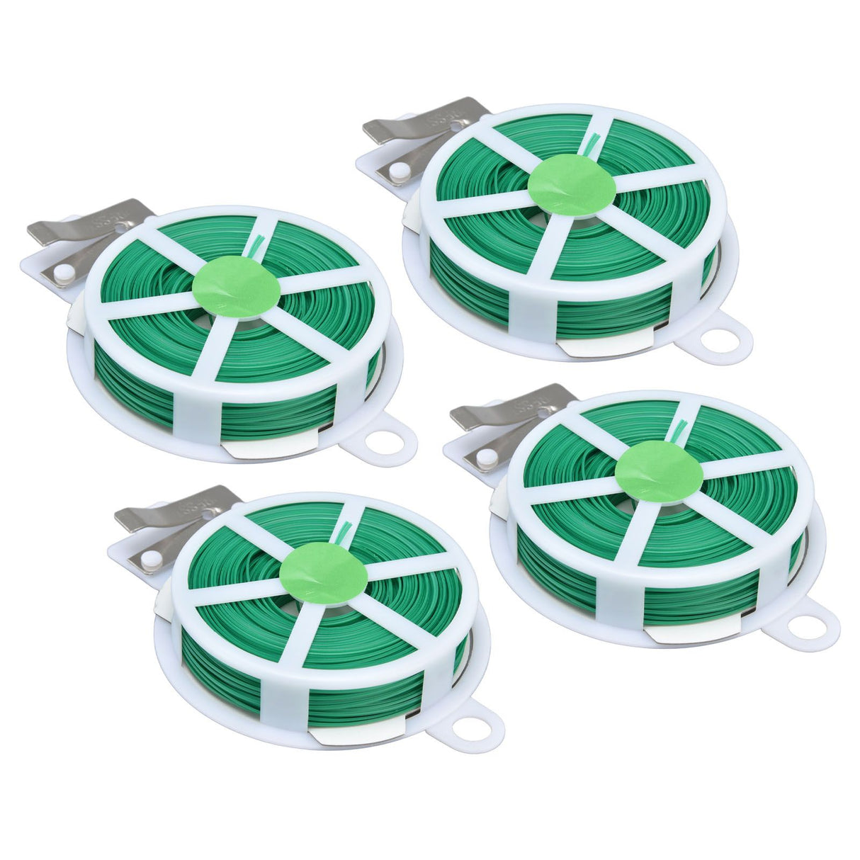 4pcs Plant Ties 50 Meters Green Twist Ties Wire with Built in Cutter for Garden Courtyard Indoor Plants Support Fixing