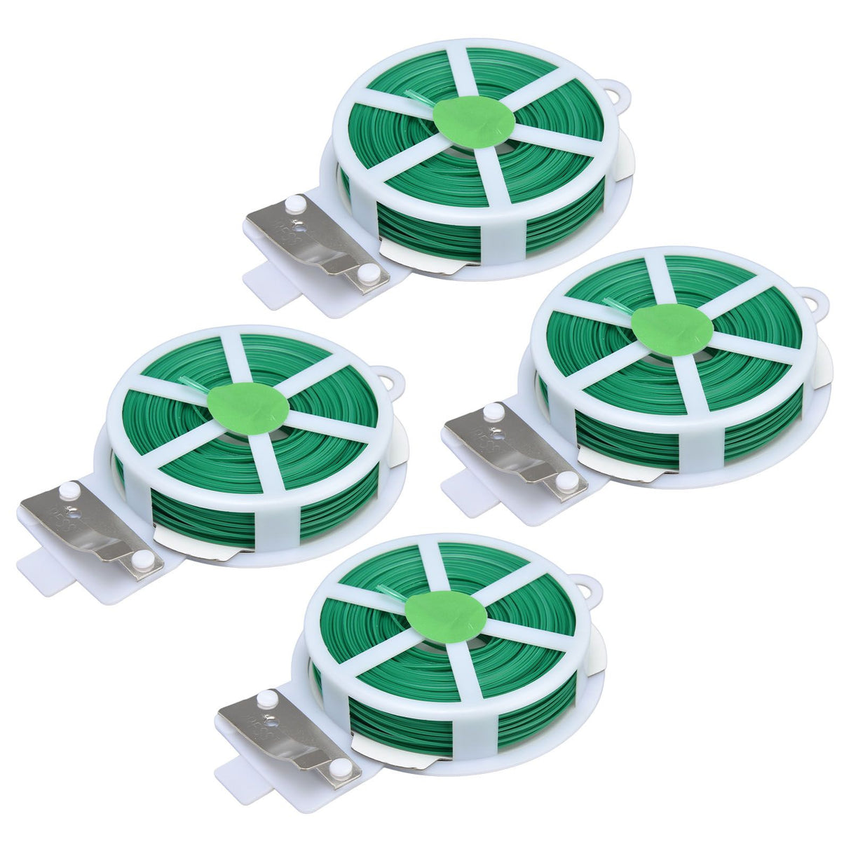 4pcs Plant Ties 50 Meters Green Twist Ties Wire with Built in Cutter for Garden Courtyard Indoor Plants Support Fixing