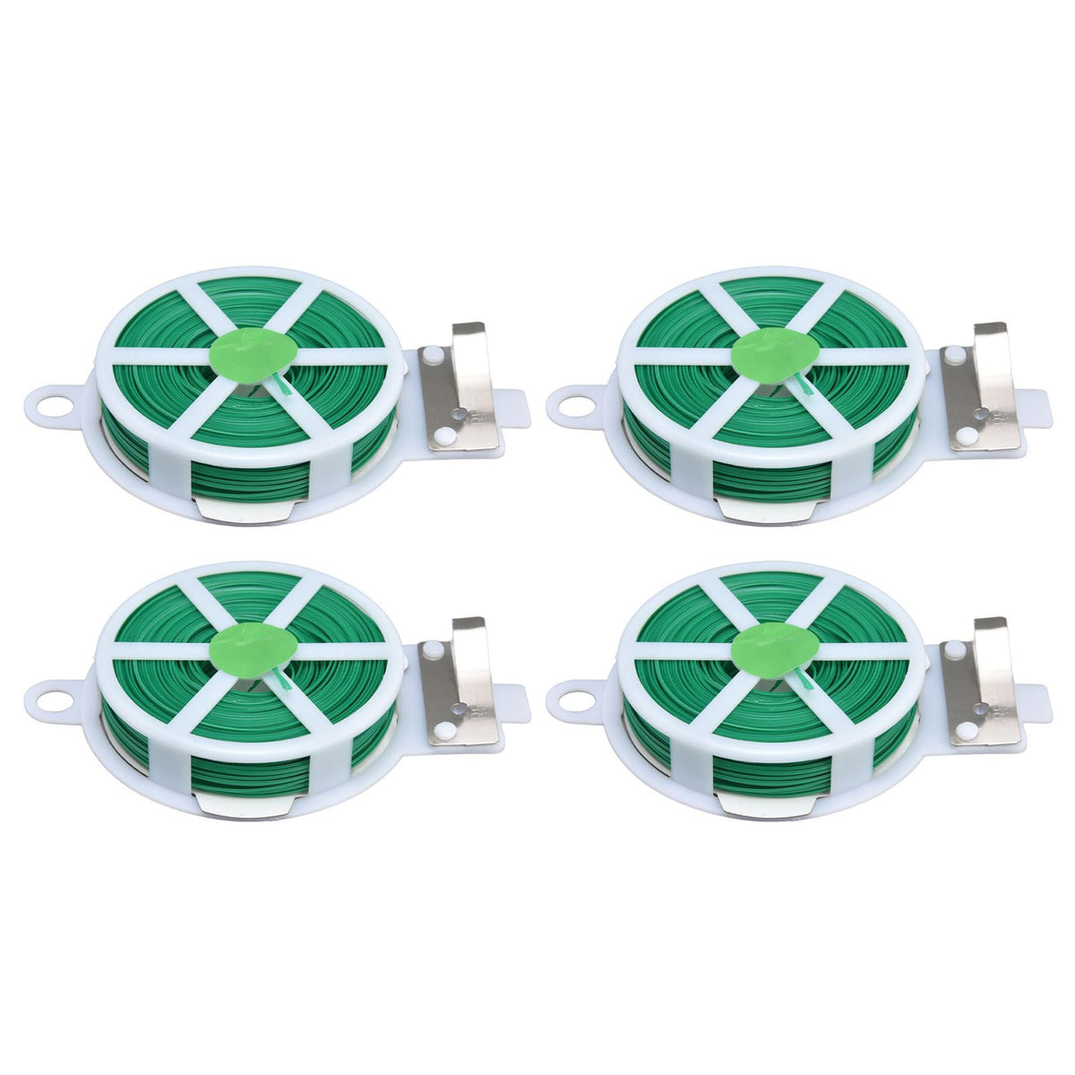 4pcs Plant Ties 50 Meters Green Twist Ties Wire with Built in Cutter for Garden Courtyard Indoor Plants Support Fixing