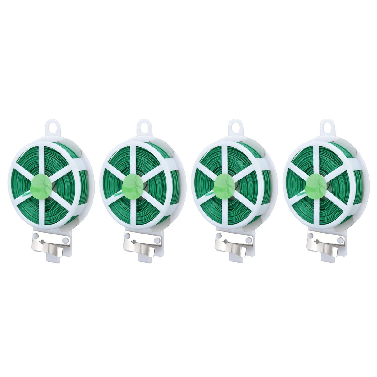 4pcs Plant Ties 50 Meters Green Twist Ties Wire with Built in Cutter for Garden Courtyard Indoor Plants Support Fixing