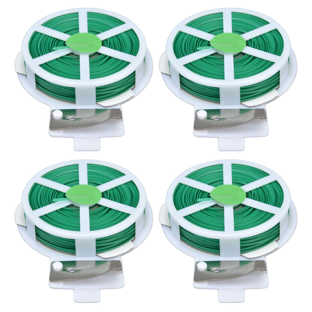 4pcs Plant Ties 50 Meters Green Twist Ties Wire with Built in Cutter for Garden Courtyard Indoor Plants Support Fixing