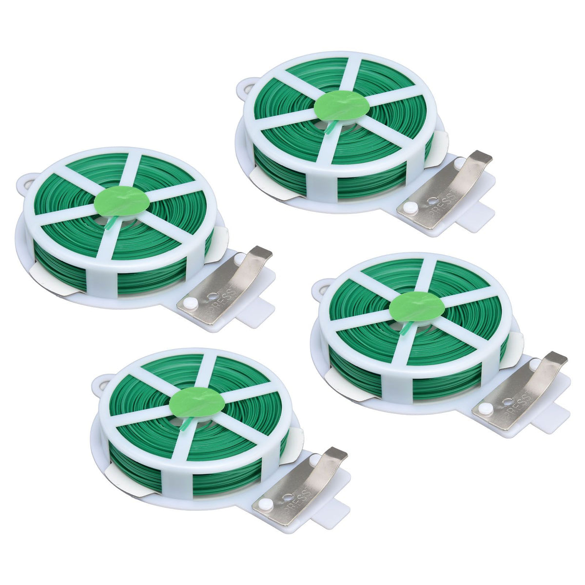 4pcs Plant Ties 50 Meters Green Twist Ties Wire with Built in Cutter for Garden Courtyard Indoor Plants Support Fixing