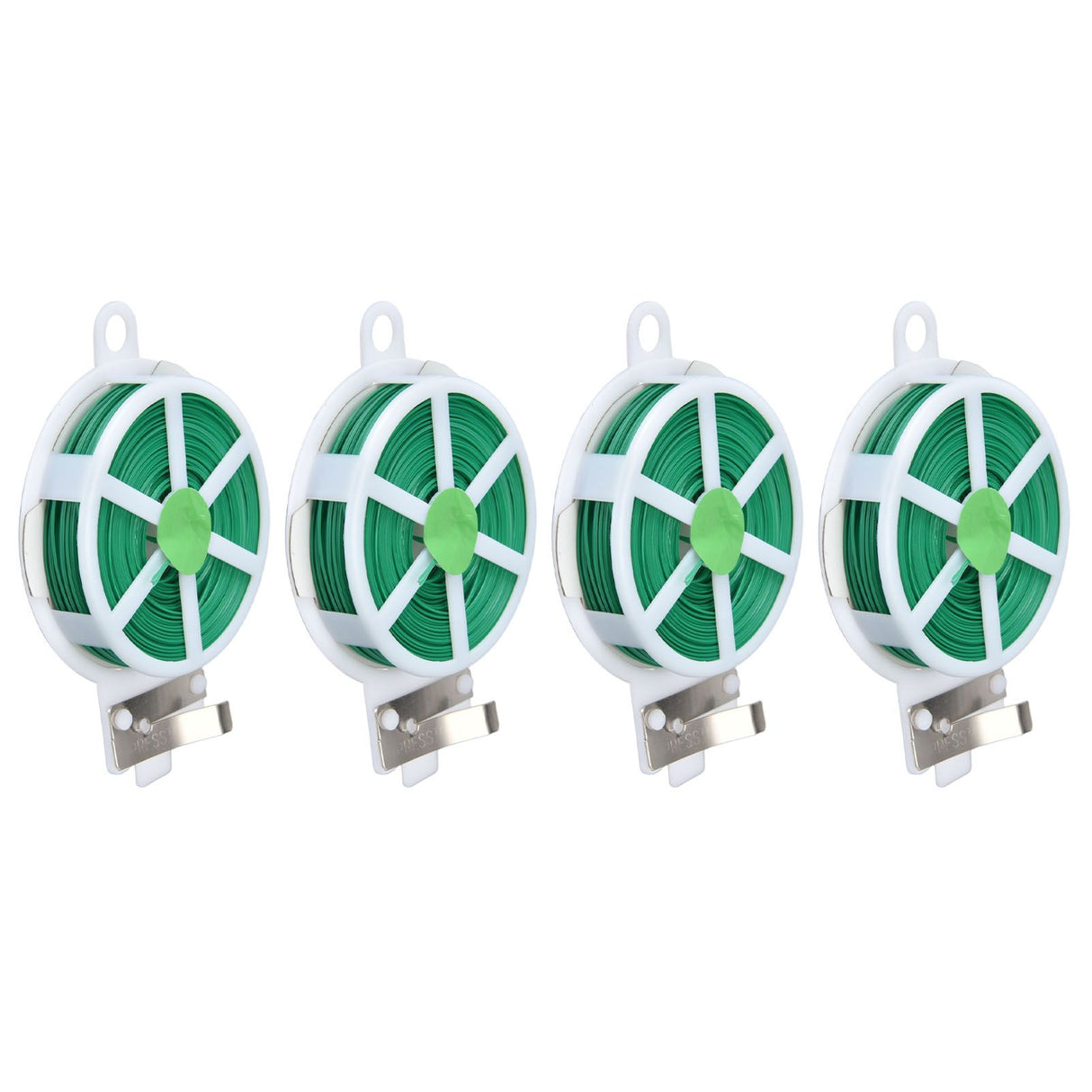 4pcs Plant Ties 50 Meters Green Twist Ties Wire with Built in Cutter for Garden Courtyard Indoor Plants Support Fixing