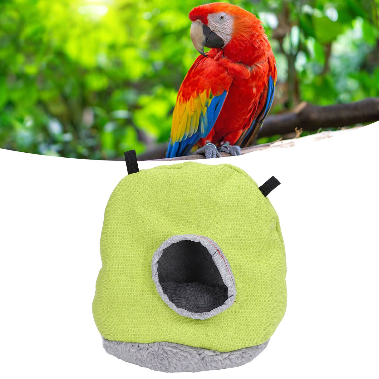 Warm Birdhouse Round Shape Soft Plush Save Space Easy Clean Safety Parrots HouseGreen