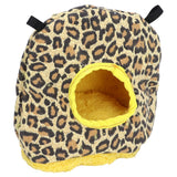 Warm Birdhouse Round Shape Soft Plush Save Space Easy Clean Safety Parrots HouseLeopard Print - Top-Down View
